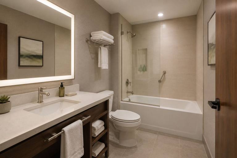 Bathroom, Vale North Suites, Toronto