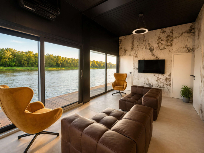 Living room 4, Comfortable House on the Water With a Jacuzzi, Kamień