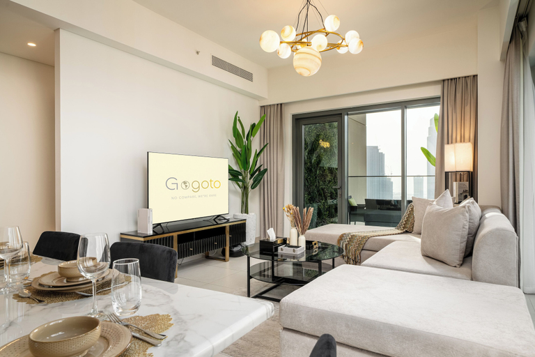 Living area, Luxury 3.5BR Burj Khalifa LED View, Dubai