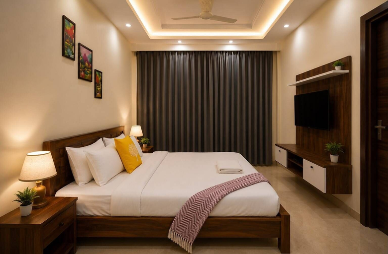 Bedroom 3, Lime Tree 2 Bhk Apartment Golf Course, Gurgaon