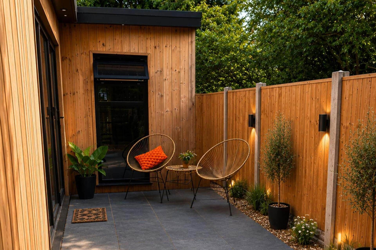 Terrace/patio 2, Nottingham Cabin Sleeps 4 - Free Parking & WiFi, Nottinghamshire