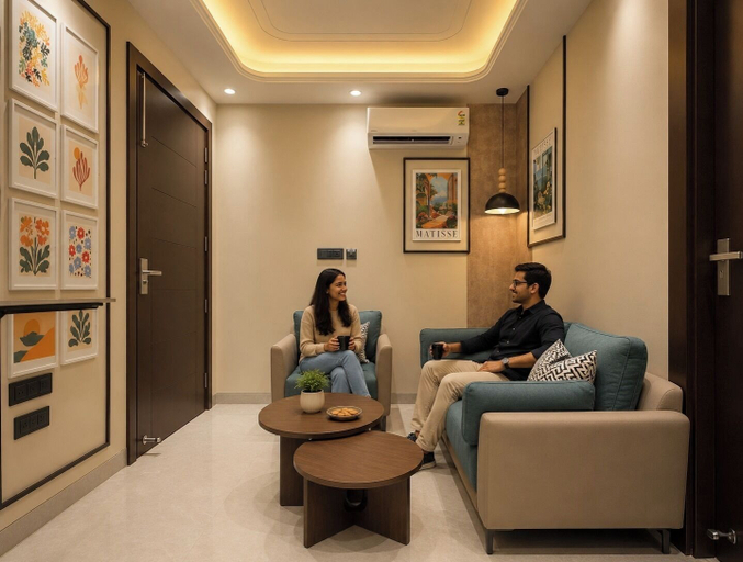 Living area, Art Luxury Service Apartment Golf Course Road, Gurgaon