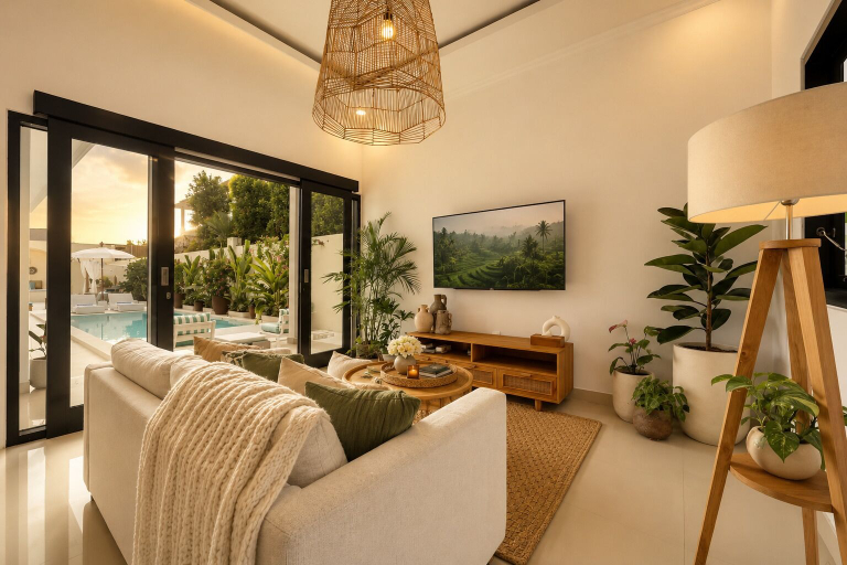 Living area, Private Pool Villa - Central Canggu, Badung