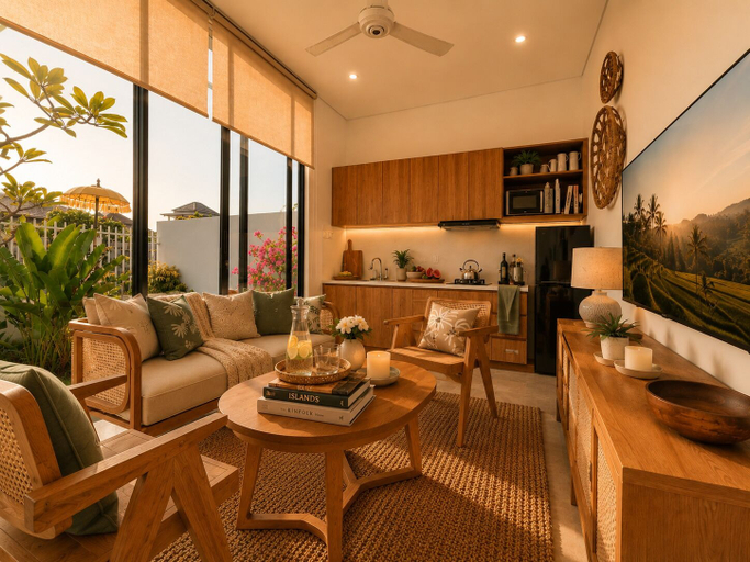 Living area, Private Pool & Paddy Sunsets - Canggu, Badung
