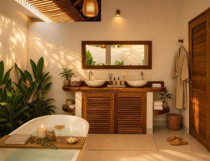 Bathroom 3, 2BR Thatched Pool Villa - Canggu, Badung