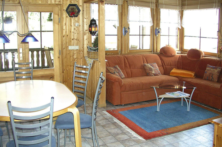 Living room 5, Blockhaus am Templiner See mit Seeblick, Uckermark