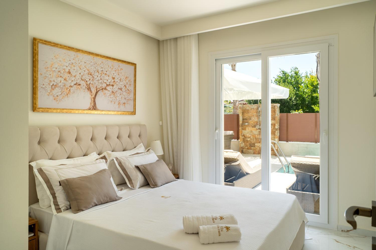 Bedroom 2, Halkidiki Luxury Villa Palm Oasis Private Pool & Hot Tub, Central Macedonia