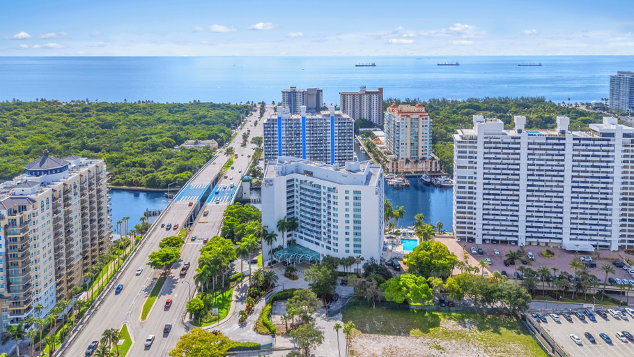 Aerial view 3, 1BR - Intracoastal Views- Steps to Beach, Broward