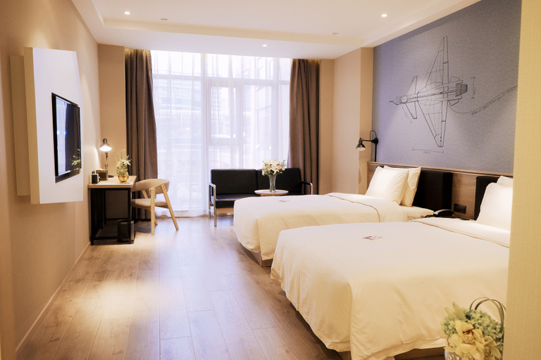 Bedroom 2, Manju Impression Hotel (Chengdu West Railway Station Qingyang Wanda Branch), Chengdu