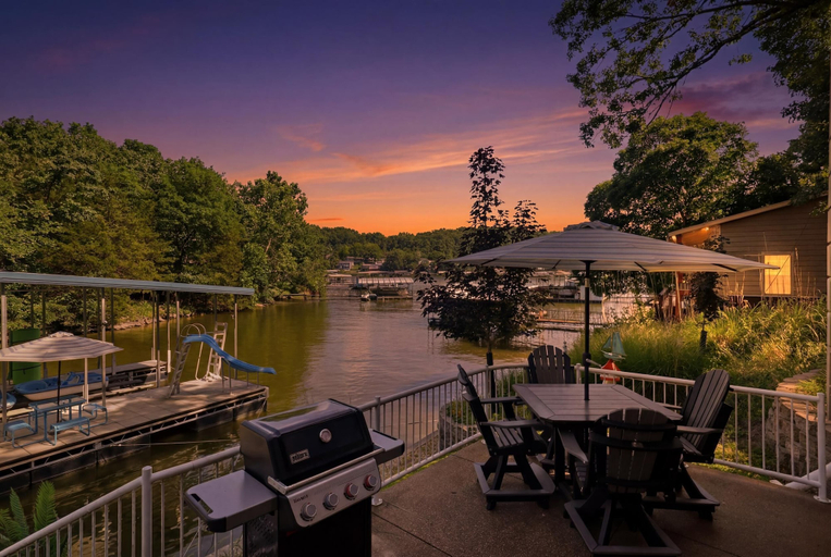 BBQ/picnic area, Lakefront Cove Retreat With Private Dock, Slide & Room to Gather, Morgan