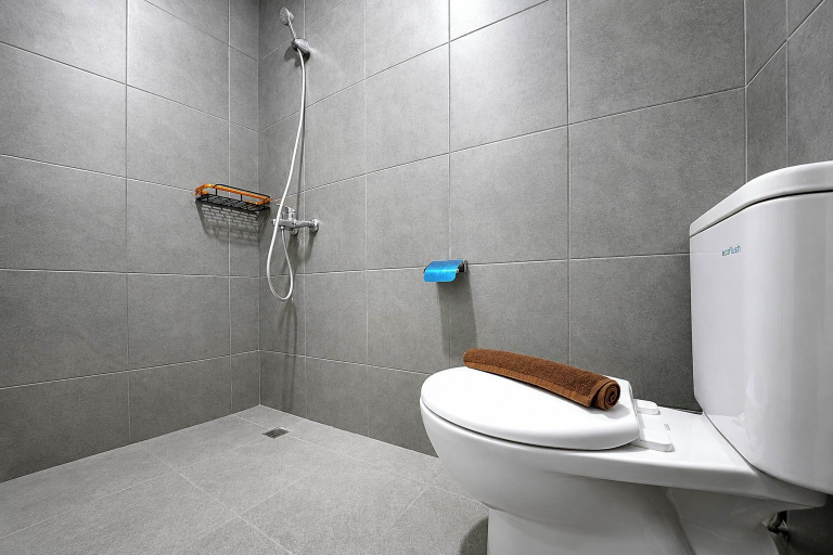 Bathroom, Well Furnished Studio Room At Apartment Westown View Surabaya, Surabaya
