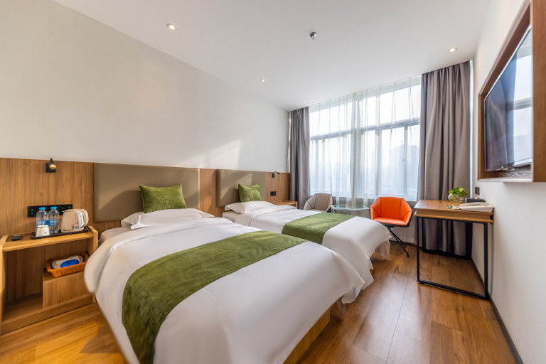 Bedroom, GreenTree Inn Zhixuan Hotel (Lanzhou West Railway Station Lanzhou Center), Lanzhou