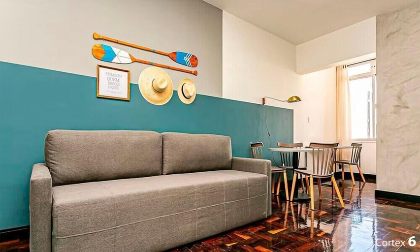 Living area 4, Practical Apt in Downtown 350m SC Museum Cat406, Florianopolis