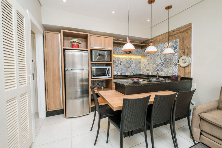 Private kitchen 3, Apart Foot on Sand for Couples in Floripa Ida105, Florianopolis