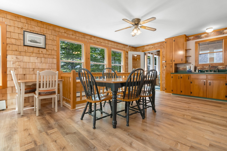 Dining, Waterfront Cabin w/ Outdoor Firepit, Dock, and Lake Views - Dogs Welcome, Piscataquis