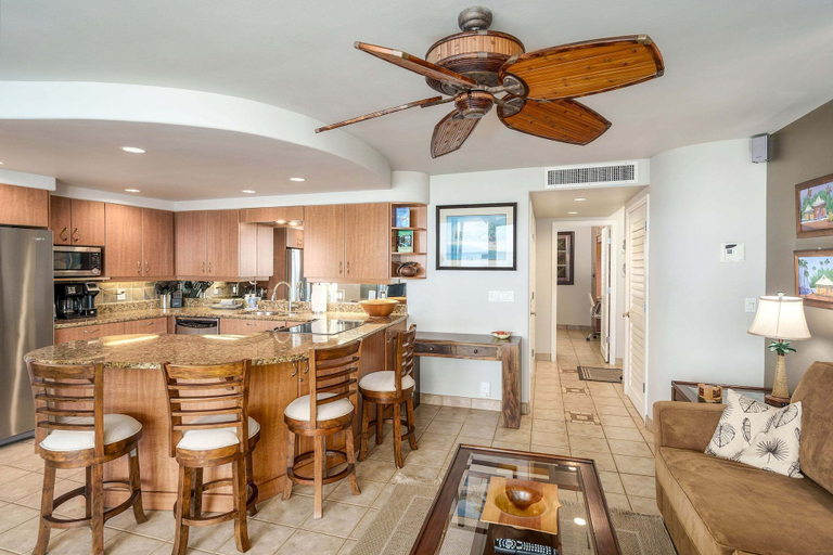Private kitchen 5, Kihei Beach 606 - Direct Ocean Front, Breathtaking Top Floor Views, Central AC!, Maui