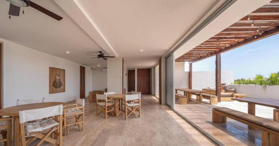 Outdoor dining, NHOA 208B 1BR Condo Pool Aldea Zama, Cozumel