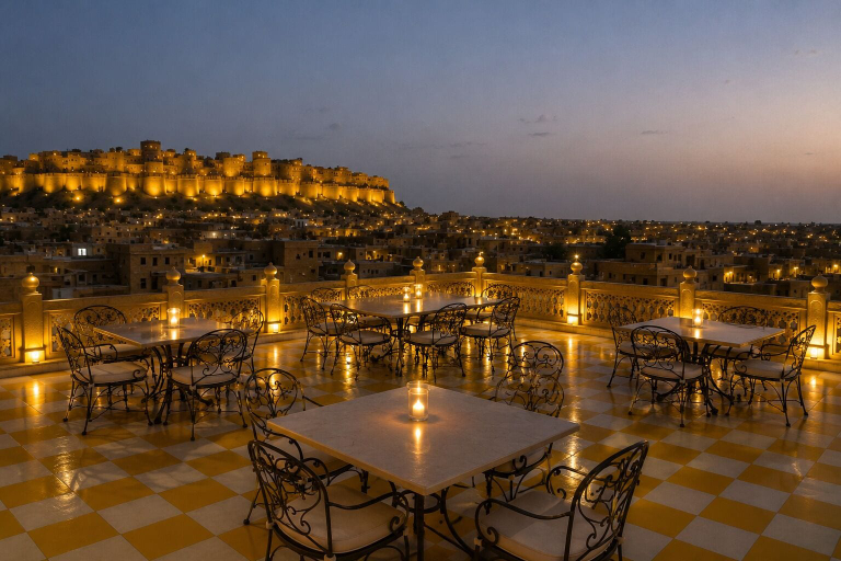 Outdoor dining, Narayan Niwas Palace, Jaisalmer