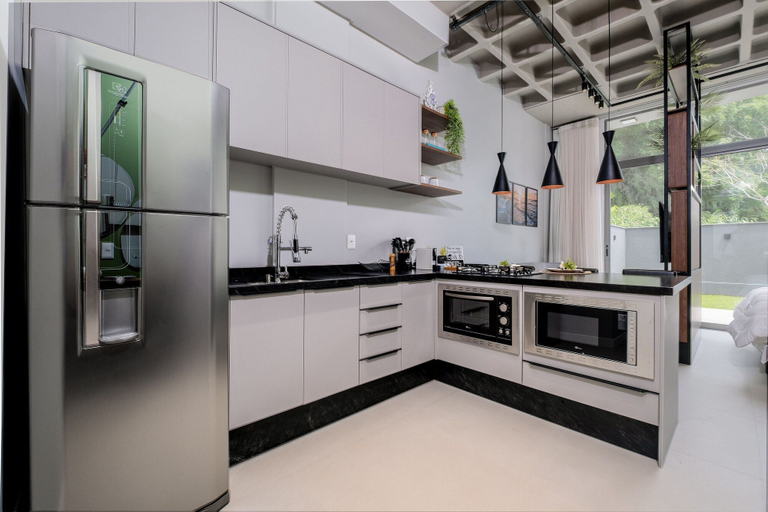 Private kitchen 3, Modern Studio 750m From Canas Beach Tps108, Florianopolis