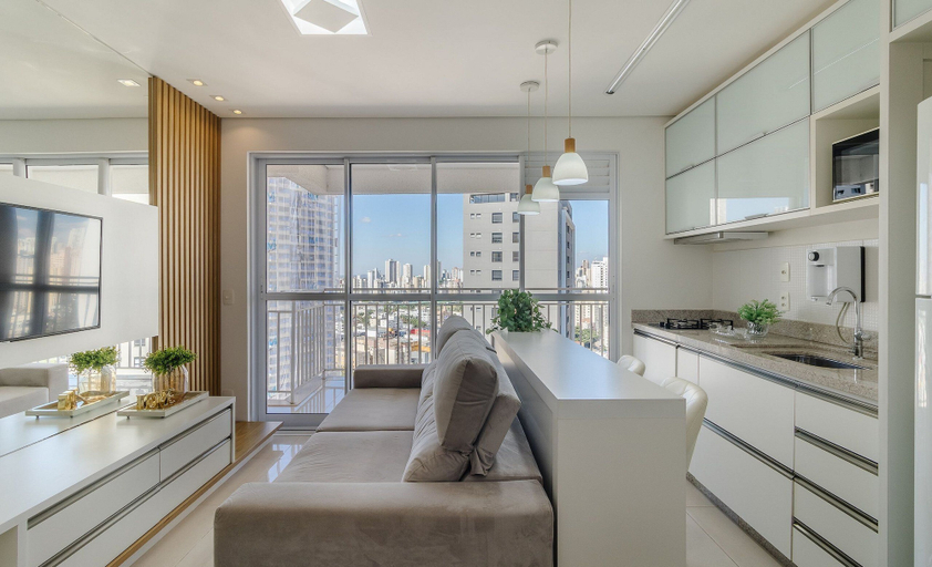 Living area, Apt With Balcony and Panoramic View - Dnag2001, Goiania