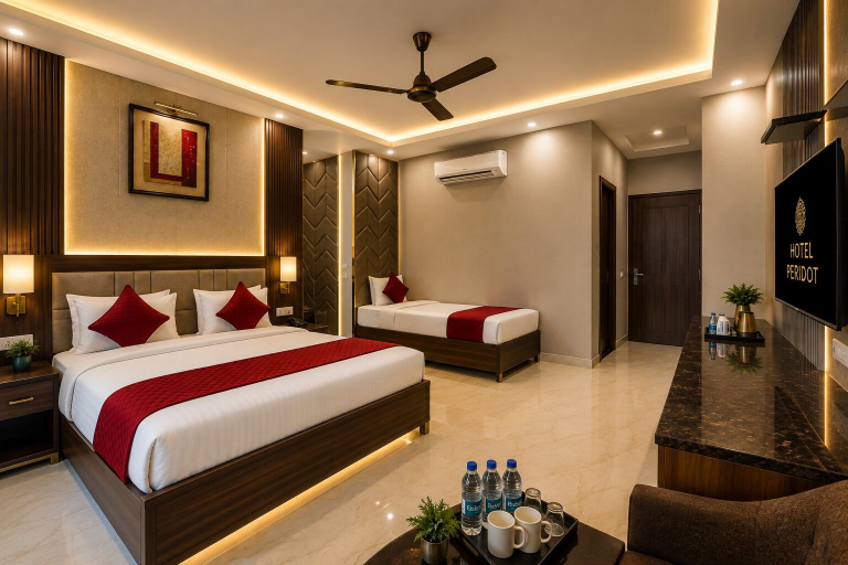 Bedroom 1, Hotel Peridot Deluxe Delhi Airport, Delhi