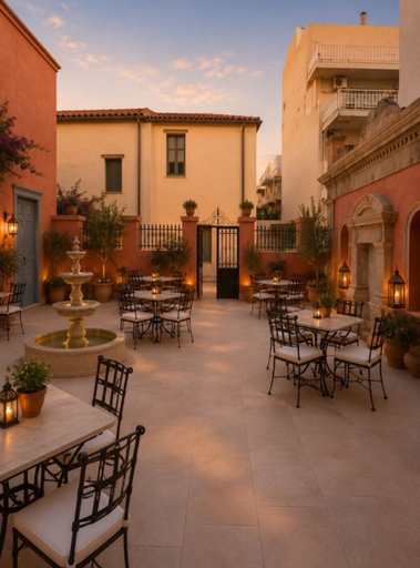 Outdoor dining, Sekeria Hammam & Suites, Historic Mansion Hotel, Crete