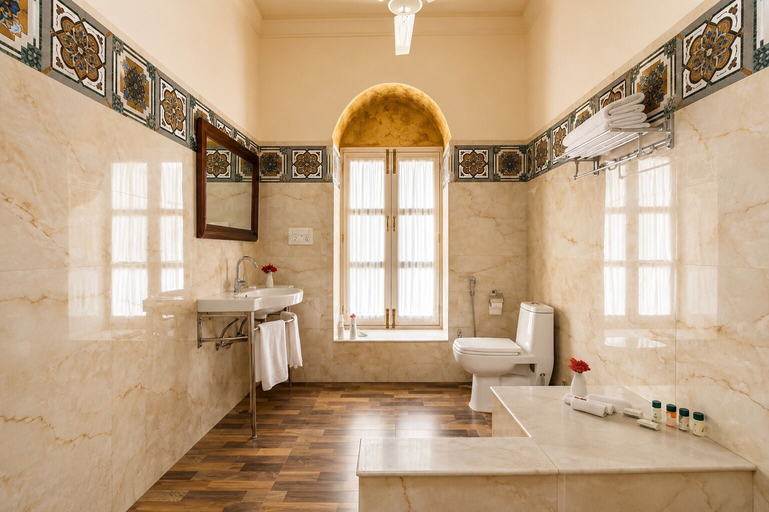 Bathroom 4, WelcomHeritage Mohangarh Fort, Jaisalmer