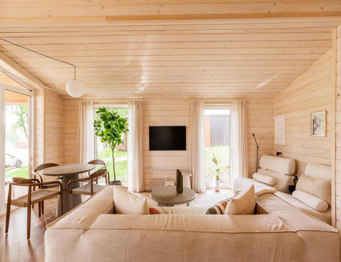 Living room 2, Premium Waterfront Scandi Lodge, Grafschaft Bentheim