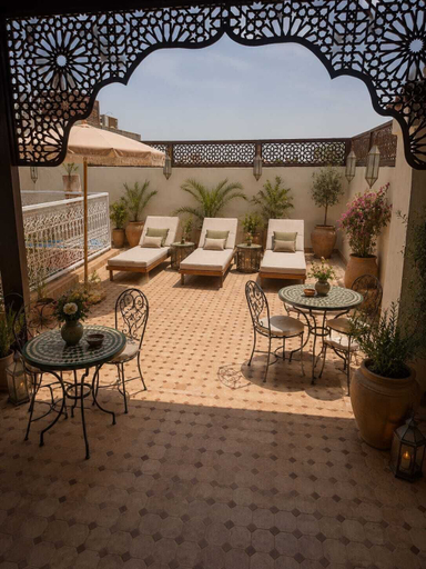 Outdoor dining, riad el barodienne, Marrakech