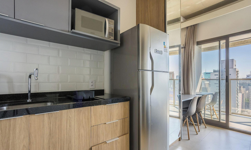 Private kitchen, Studio in Condominium With Pool in Paraiso Onp1716, São Paulo