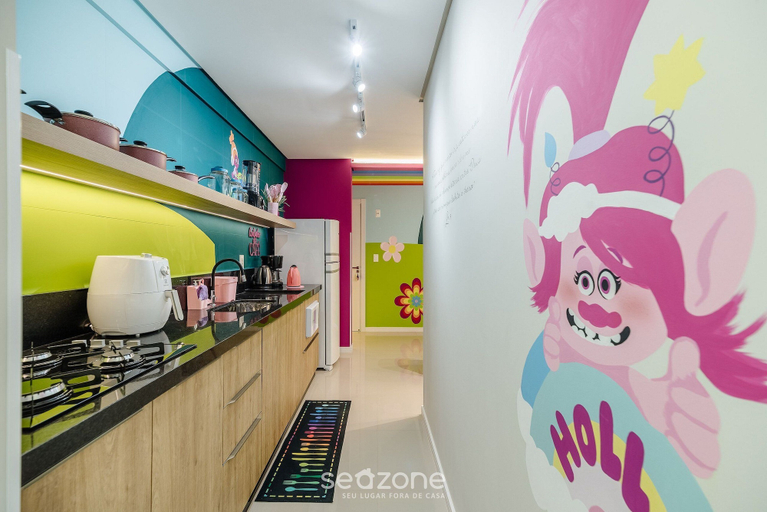 Private kitchen 2, 2-bedrthemed Rainbow Ap With Barbecue Obp0301, Penha