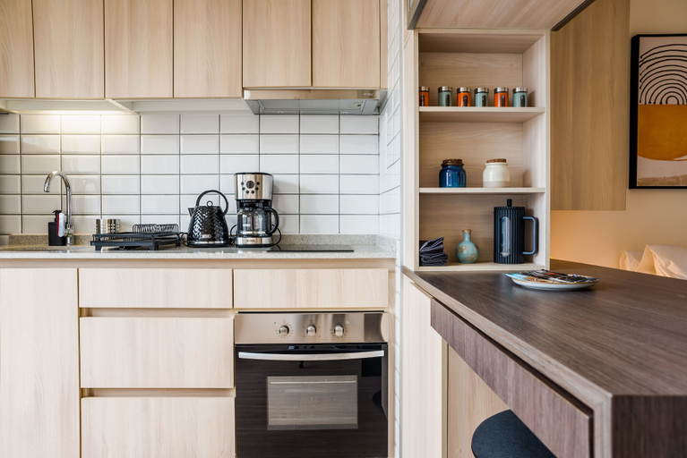 Private kitchen 3, Cozy Nunoa Apt for 2 with Balcony Views, Cordillera