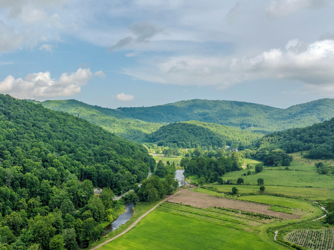 Aerial view 3, Beautiful Home on Mountainous Tree Farm, Avery