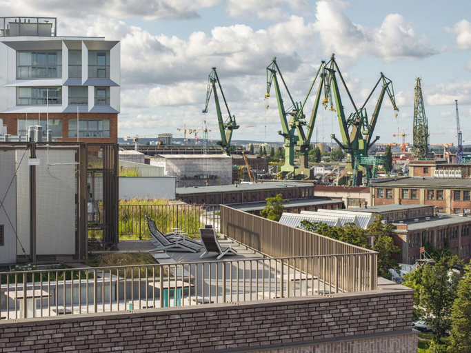 View from property, LILY ART with wine - Gdansk Shipyard & Rooftop Terrace by Lily Apart, Gdańsk City