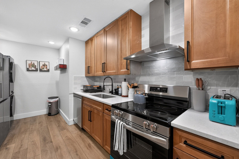 Private kitchen 4, Firepit Family Basecamp Euless 3 Bedroom Home, Tarrant
