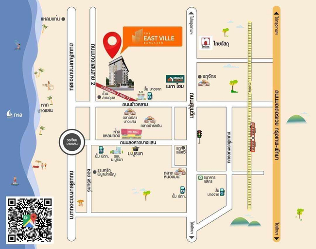 Map, Classy at East Ville Bangsaen , Muang Chon Buri