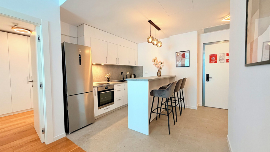 Private kitchen 2, Skyline Haven 1BR Balcony in UP-site, Municipiul Bucuresti