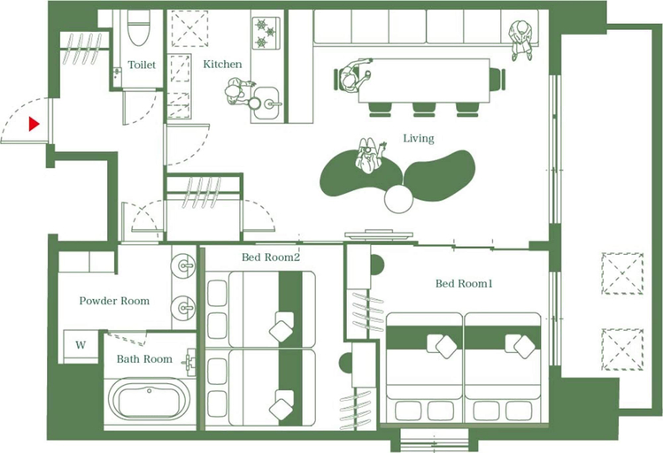 Floor plan 3, KOUSA Osaka Namba, Osaka