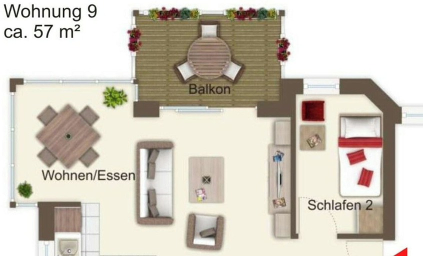 Floor plan, Holiday Apartment With 2 Bedrooms, Ostholstein