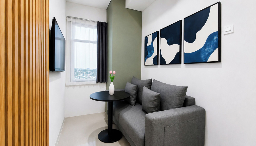 Living room 2, Warm And Stylish 1Br At Apartment Kyo Society, Surabaya