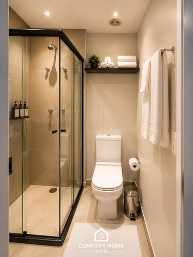 Bathroom 3, BHaus VN Consolacao - Studio com Varanda - 14o andar - Condominio Conceito - Lavanderia pay per use , São Paulo