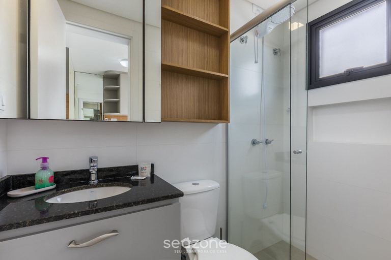Bathroom, Studio in Curitiba in Condo With gym Pla0307, Curitiba