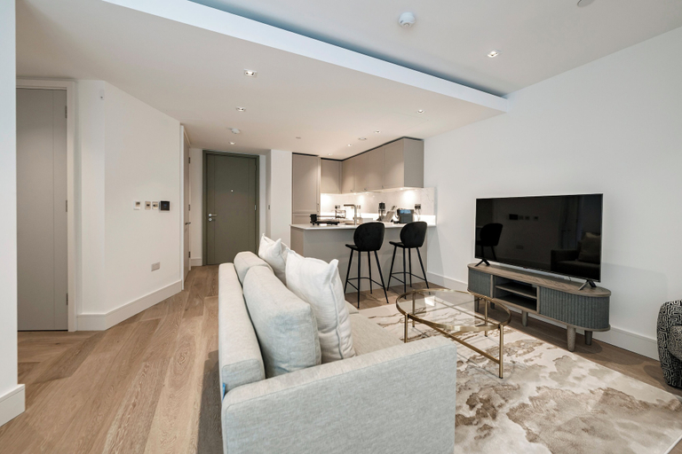 Living area 3, Paddington Green by Veeve, London