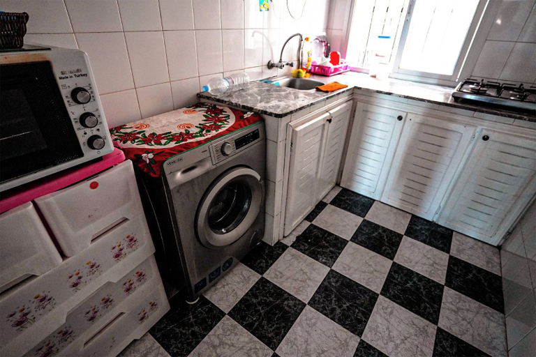 Private kitchen, Charming 2-bedroom Apartment With Direct sea View in Martil, Tétouan