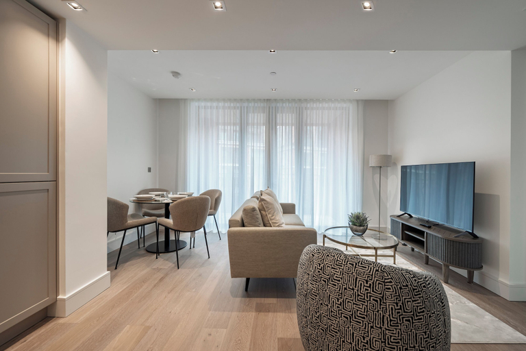 Living area 2, Paddington Green by Veeve, London