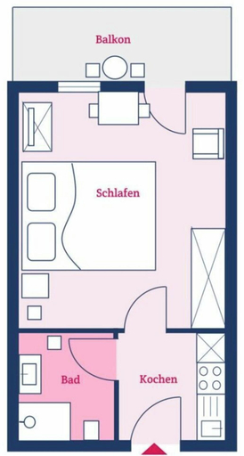 Floor plan, Holiday Apartment With 1 Bedroom, Nordfriesland
