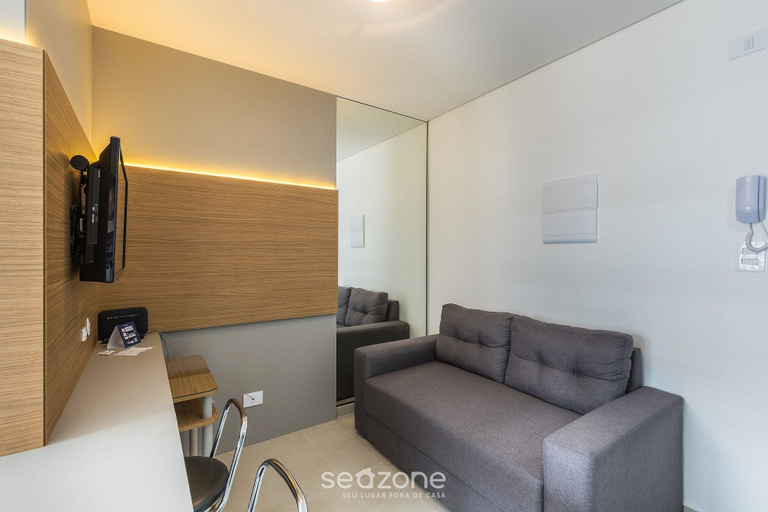 Living area 3, Fully Equipped Studio in Curitiba Pla0405, Curitiba