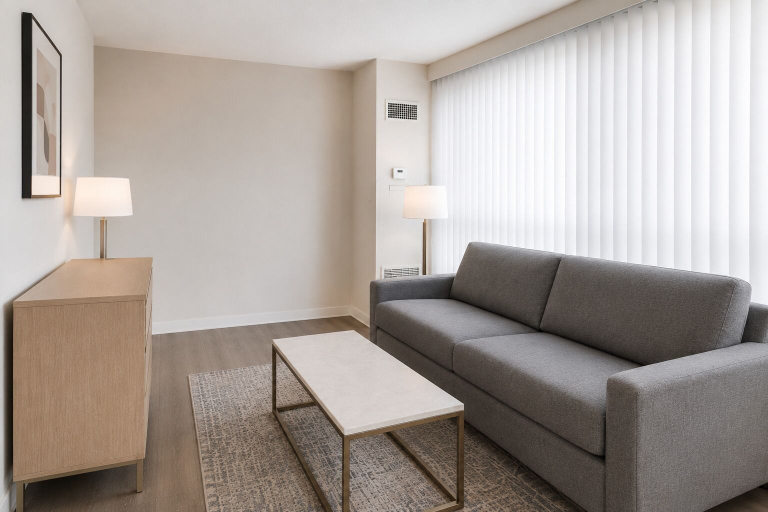 Living area, Eastgate City Hotel, Toronto