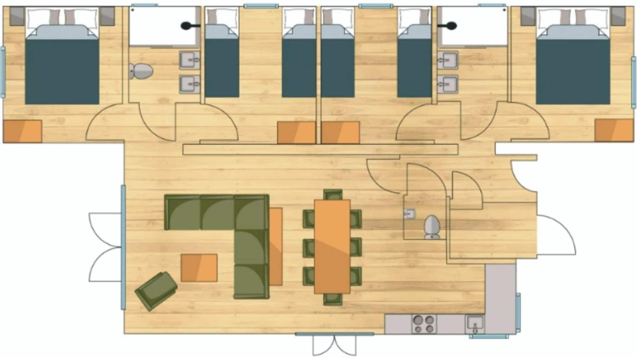 Floor plan, Slagharen 8-person Premium Sauna Lodge, Hardenberg