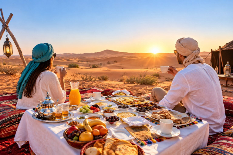 Breakfast meal, Safari Sunset Camp, Errachidia